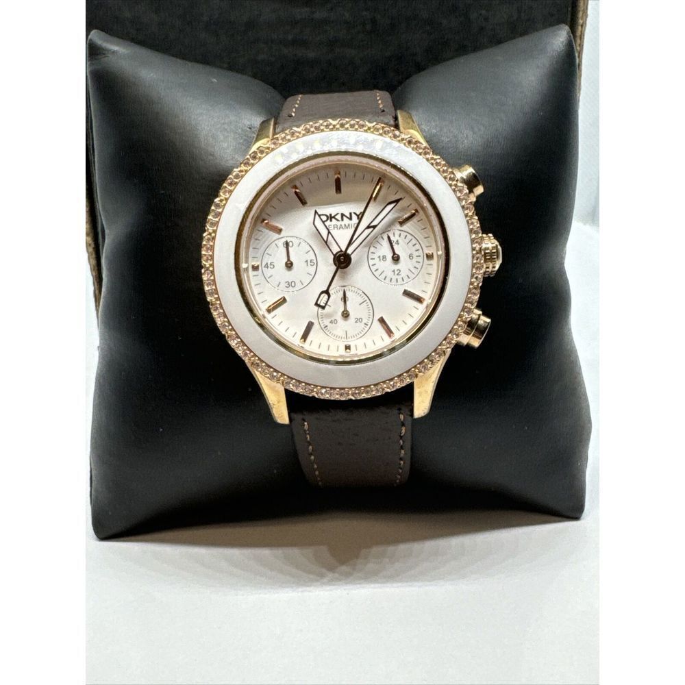 DKNY NY-8825 Women's Brown Leather Anlog Dial Quartz Genuine Wrist Watch JNA183